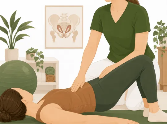 Illustration einer physiotherapeutischen Behandlung - Beckenbodengymnastik