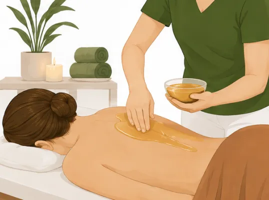 Illustration einer Honigmassage.
