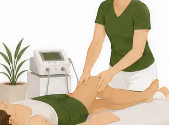 Illustration einer physiotherapeutischen Behandlung - Manuelle Lymphdrainage