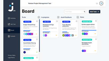 Screenshot der Task-Management App Join