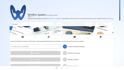 Screenshot der Affiliate Plattform WinWin-System